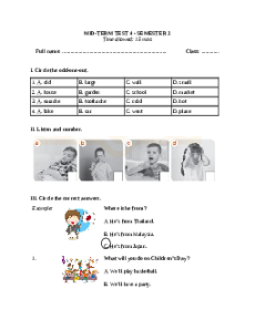 Đề thi giữa kì 2 Tiếng Anh lớp 5 Global success (Đề 4)