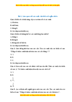 Trắc nghiệm Làm quen với xác suất của biến cố ngẫu nhiên Toán 7 Chân trời sáng tạo