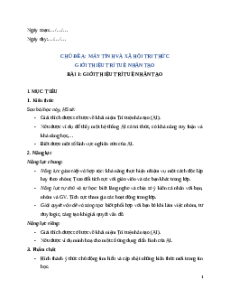 Giáo án Chủ đề A Bài 1 Tin học 12 Cánh diều: Giới thiệu về trí tuệ nhân tạo