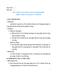 Giáo án chuyên đề Công nghệ trồng trọt 10 Kết nối tri thức