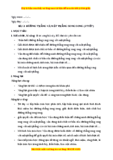 Giáo án Đường thẳng và mặt phẳng song song Toán 11 Chân trời sáng tạo