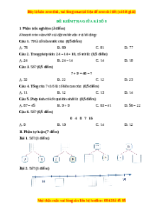 Đề thi giữa kì 1 Toán lớp 2 Kết nối tri thức - Đề 8