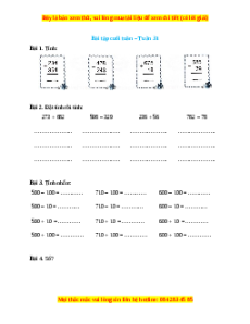 Bài tập cuối tuần Toán lớp 2 Tuần 31 Cánh diều (có lời giải)