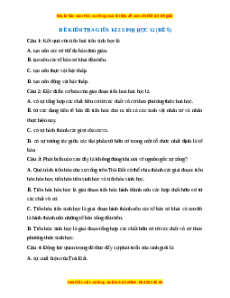 Đề thi giữa kì 2 Sinh học 12 (Đề 5)