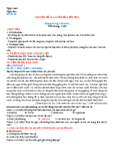Giáo án Chuyên đề 12. Luyện đề kiểm tra