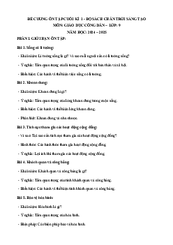 Đề cương Cuối kì 1 GDCD 9 Chân trời sáng tạo (có lời giải)