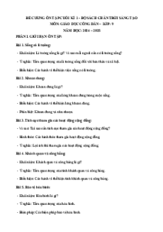 Đề cương Cuối kì 1 GDCD 9 Chân trời sáng tạo (có lời giải)