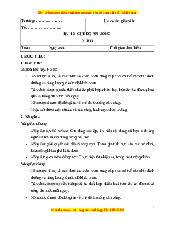 Giáo án Bài 18 Khoa học lớp 4 (Cánh diều): Chế độ ăn uống