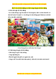 Lý thuyết Kinh tế pháp luật 10 Chân trời sáng tạo Bài 5: Giá cả thị trường và chức năng của giá cả thị trường