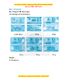 VBT Toán lớp 3 Bài 36 (Chân trời sáng tạo): Tiền Việt Nam