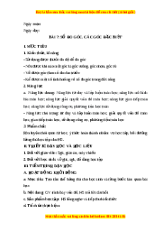 Giáo án Số đo góc. Các góc đặc biệt Toán 6 Chân trời sáng tạo