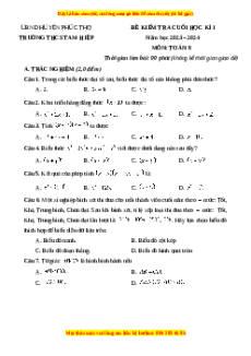 Đề thi cuối kì 1 Toán 8 Kết nối tri thức Trường THCS Tam Hiệp-Hà Nội
