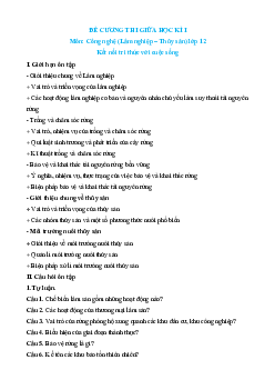 Đề cương ôn tập Cuối kì 1 Công nghệ 12 Lâm nghiệp, thủy sản Kết nối tri thức