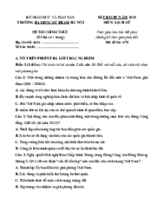 Đề thi Lịch sử ĐGNL Đại học Sư phạm Hà Nội (các năm)