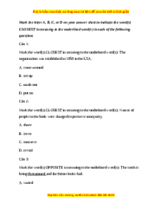 Đề thi giữa kì 2 Tiếng Anh 12 trường THPT Lý Thường Kiệt năm 2023
