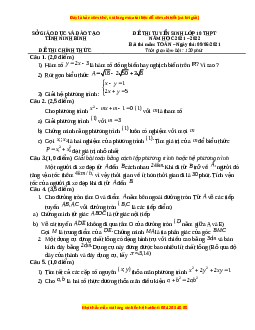 Đề thi vào 10 môn Toán tỉnh Ninh Bình năm 2022