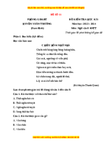 Đề thi cuối kì 1 Ngữ văn 8 Kết nối tri thức - Đề 11