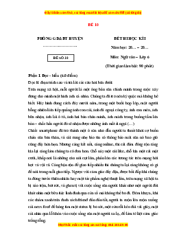 Đề thi cuối kì 1 Ngữ văn 6 Cánh diều (đề 10)