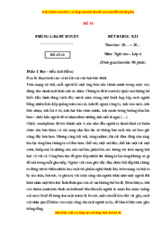 Đề thi cuối kì 1 Ngữ văn 6 Cánh diều (đề 10)