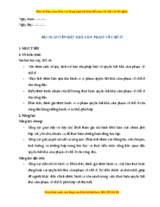 Giáo án Bài 18 KTPL 11 Cánh diều: Quyền bất khả xâm phạm về chỗ ở