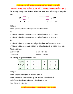 Giải Sgk Toán lớp 3 Bài 33: Tìm thành phần chưa biết của phép tính (tiếp theo) (Cánh diều)