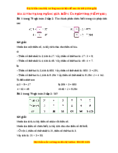 Giải Sgk Toán lớp 3 Bài 33: Tìm thành phần chưa biết của phép tính (tiếp theo) (Cánh diều)