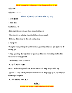 Giáo án Động vật sống ở đâu TNXH lớp 2 Chân trời sáng tạo