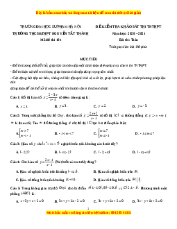 Đề thi thử Toán trường Nguyễn Tất Thành năm 2021