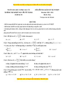 Đề thi thử Toán trường Nguyễn Tất Thành năm 2021