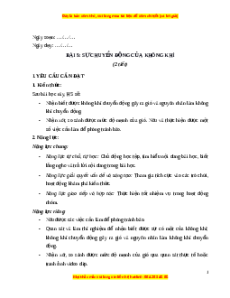 Giáo án Bài 5 Khoa học lớp 4 (Cánh diều): Sự chuyển động của không khí