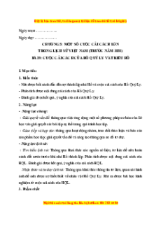 Giáo án Bài 9 Lịch sử 11 Cánh diều (2024): Cuộc cải cách của Hồ Quý Ly và triều Hồ.......