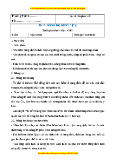 Giáo án Nồng độ dung dịch Hóa học 8 Chân trời sáng tạo