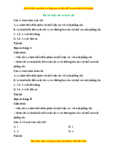 Trắc nghiệm Công nghệ 10 Bài 10 Cánh diều: Mặt cắt và hình cắt