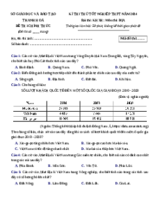 Đề thi thử tốt nghiệp Địa lí Sở GD&ĐT Thanh Hóa lần 1 năm 2024