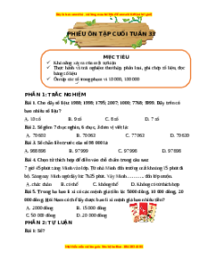 Bài tập cuối tuần Toán lớp 3 Tuần 33 Kết nối tri thức (có lời giải)