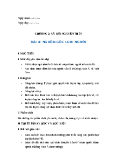 Giáo án Bài 4 Lịch sử 6 Kết nối tri thức (năm 2024): Nguồn gốc loài người