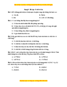 Trắc nghiệm Bài tập về nhiên liệu Hóa học 9