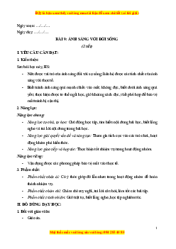 Giáo án Bài 9 Khoa học lớp 4 (Chân trời sáng tạo): Ánh sáng và đời sống