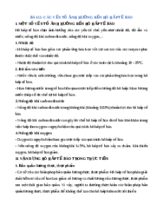 Lý thuyết Các yếu tố ảnh hưởng đến hô hấp tế bào KHTN 7 Cánh diều