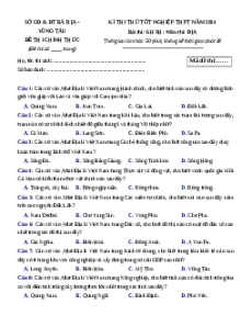 Đề thi thử tốt nghiệp Địa lí Sở Giáo dục Bà Rịa - Vũng Tàu năm 2024