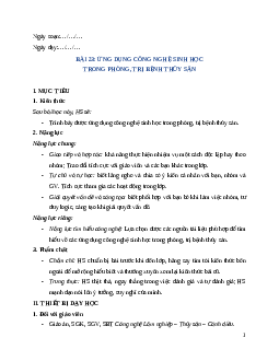 Giáo án Bài 23: Ứng dụng công nghệ sinh học trong phòng, trị bệnh thuỷ sản Công nghệ 12 Cánh diều