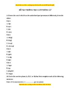 Đề thi cuối kì 2 Tiếng Anh 9 trường THCS Lưu Trọng Lư năm 2023