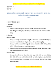 Giáo án Bài 20 Lịch sử 8 Chân trời sáng tạo (2024): Cuộc kháng chiến chống thực dân Pháp xâm lược của nhân dân VN