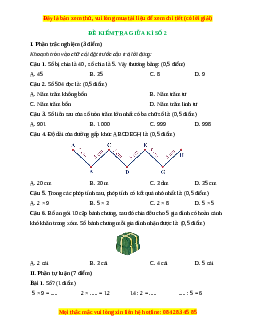 Đề thi giữa kì 2 Toán lớp 2 Kết nối tri thức - Đề 2
