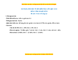 Đề thi giữa kì 2 Công nghệ lớp 3 Chân trời sáng tạo (Đề 2)