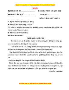 Đề thi cuối kì 1 Tiếng Việt lớp 2 Kết nối tri thức (Đề 2)