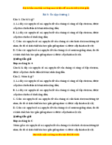 Trắc nghiệm Ôn tập chương 2 Hóa 10 Kết nối tri thức