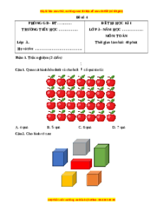Đề thi cuối kì 1 Toán lớp 3 Chân trời sáng tạo - Đề 4