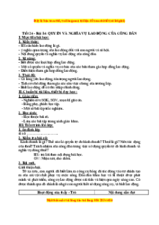 Giáo án Bài 14 GDCD 9: Quyền và nghĩa vụ lao động của công dân