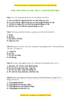 Trắc nghiệm Bài 33 Địa lí 9: Vùng Đông Nam Bộ (tiếp theo)